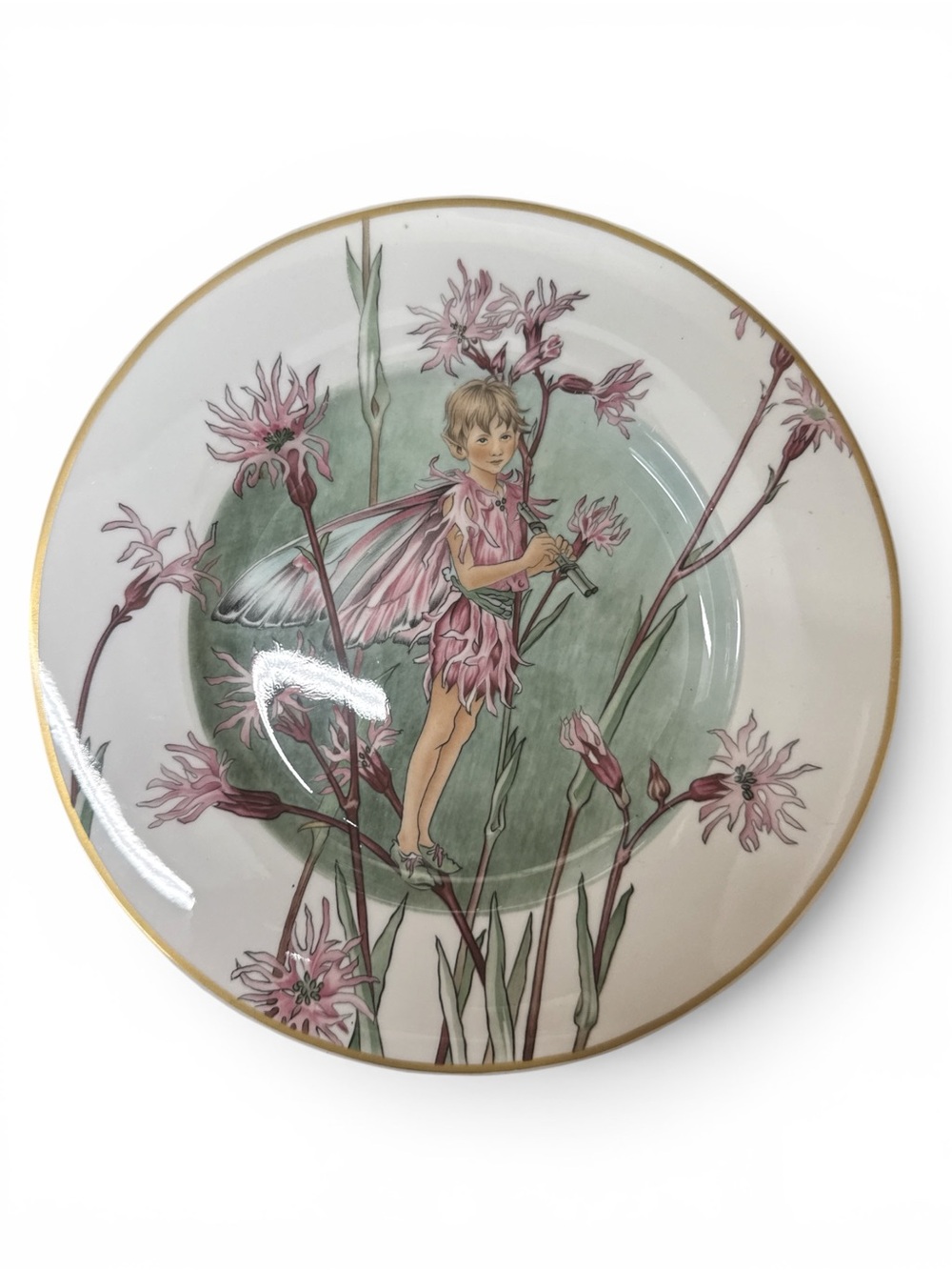 RAGGED ROBIN FAIRIES OF THE FIELDS & FLOWERS PLATE by Cicely Mary Barker.